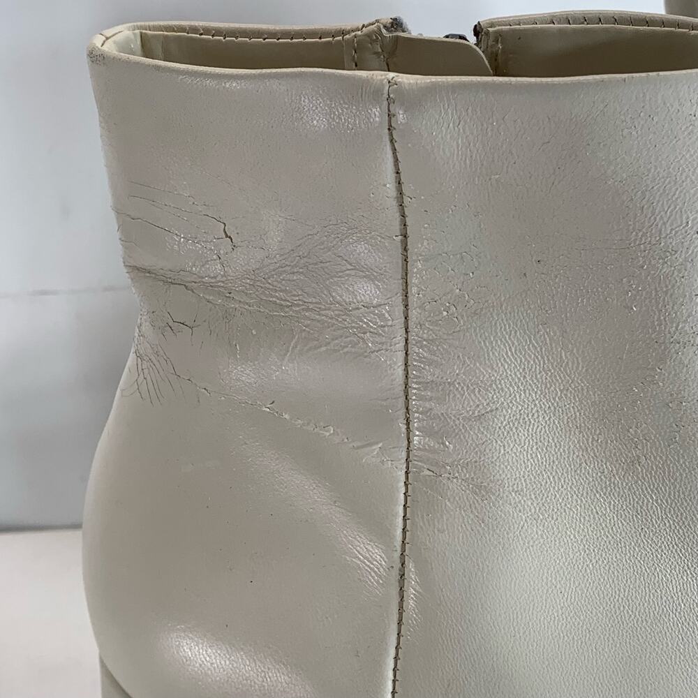 CALVIN KLEIN Women's Ivory Leather Uda Platform Block-Heel Dress Booties SZ 7 - Picture 8 of 13